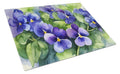 Rhode Island Violets in Watercolor Cutting Board Tempered Glass Kitchen Cutting Surface, Heat Resistant Chopping, Non-Slip Feet, Food Prep & Serving