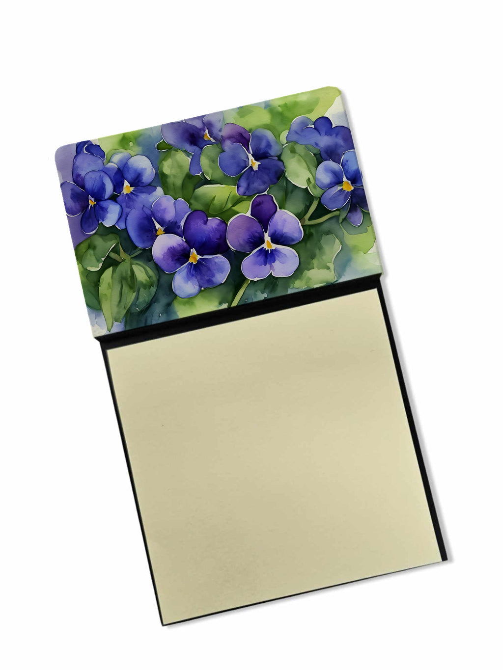 Rhode Island Violets in Watercolor Watercolor Sticky Note Holder Refillable Dispenser Desk Accessory 3x3 Pad Gift