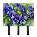 Rhode Island Violets in Watercolor Leash or Key Holder Wall Hooks, Coat Rack Wall Mount, for Hanging Keys, Towels, Aprons, Leashes