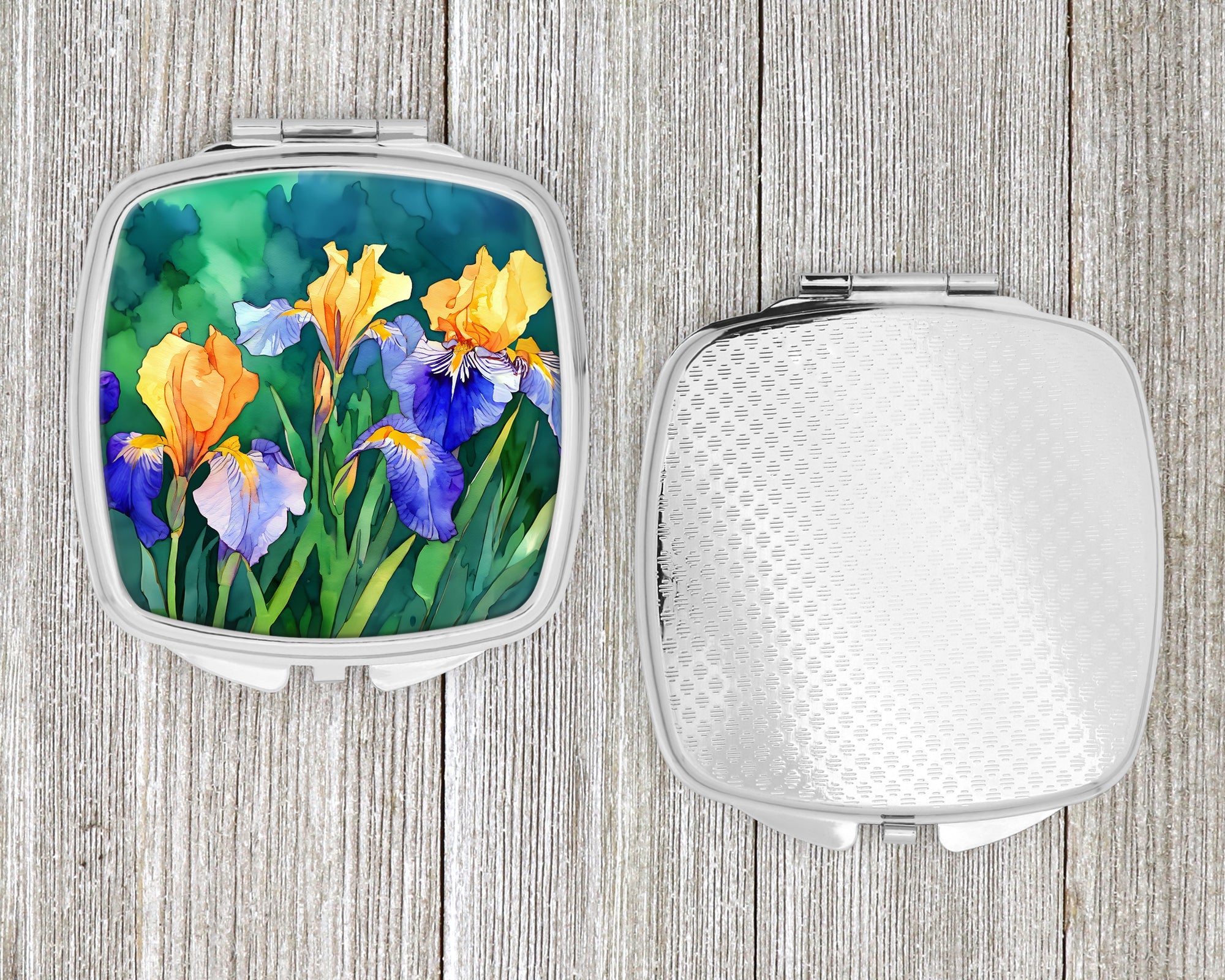 Tennessee Iris in Watercolor Compact Mirror Decorative Travel Makeup Mirror for Women Girls Gifts Pocket Makeup Mirror Folding Handheld