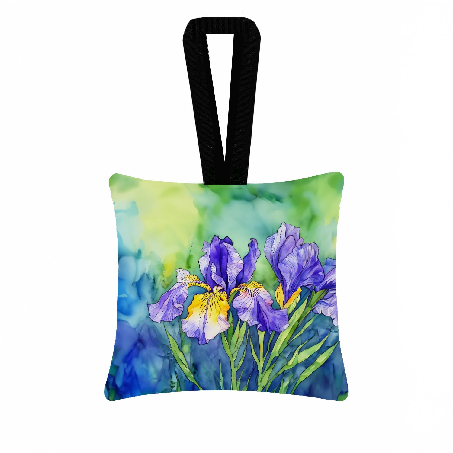Tennessee Iris in Watercolor Hanging Square Fabric Ornament 3.5 × 3.5 Decorative Door-Knob & Tree Hanger, Soft Fabric