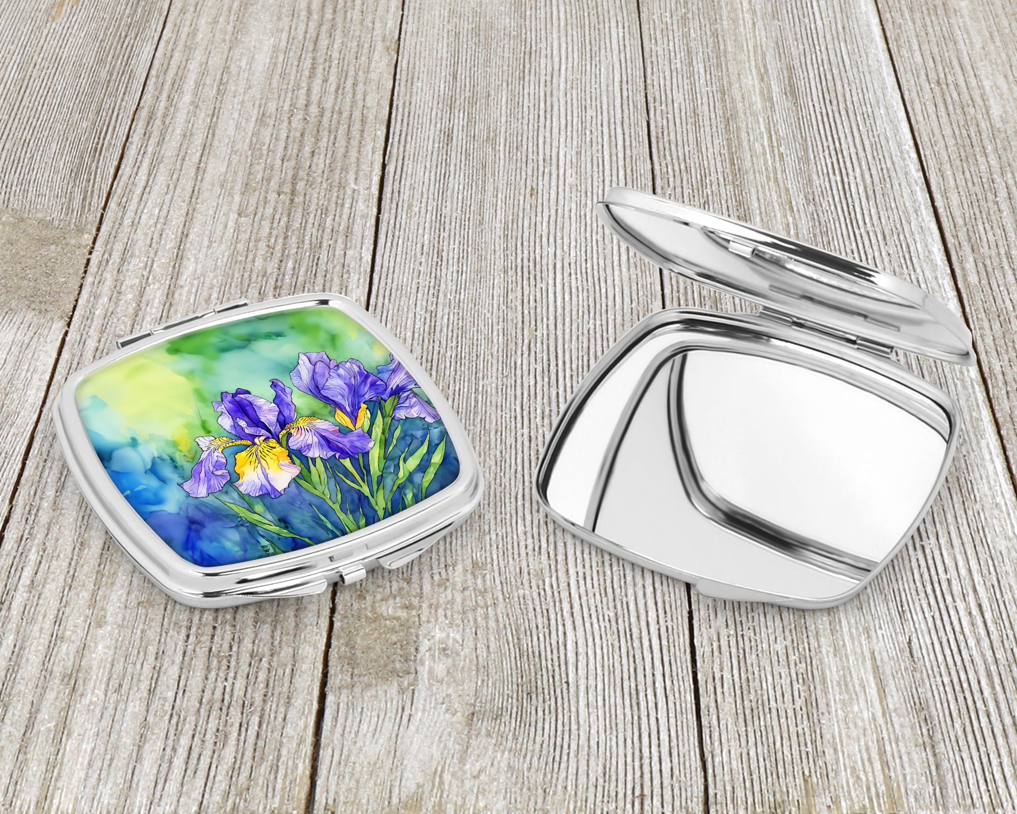 Tennessee Iris in Watercolor Compact Mirror Decorative Travel Makeup Mirror for Women Girls Gifts Pocket Makeup Mirror Folding Handheld