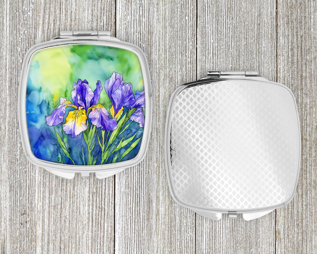 Tennessee Iris in Watercolor Compact Mirror Decorative Travel Makeup Mirror for Women Girls Gifts Pocket Makeup Mirror Folding Handheld