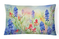 Texas Bluebonnets in Watercolor Decorative Throw Pillow 12x16 Indoor Outdoor Accent Cushion, Fabric Cover with Insert for Sofa, Bed, Porch & Living Room