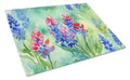 Texas Bluebonnets in Watercolor Cutting Board Tempered Glass Kitchen Cutting Surface, Heat Resistant Chopping, Non-Slip Feet, Food Prep & Serving