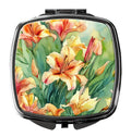 Utah Sego Lilies in Watercolor Compact Mirror Decorative Travel Makeup Mirror for Women Girls Gifts Pocket Makeup Mirror Folding Handheld