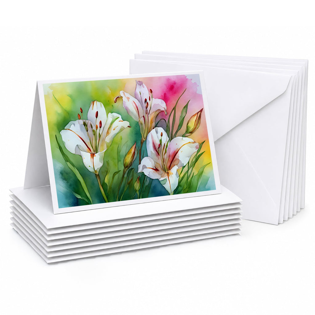 Utah Sego Lilies in Watercolor Greeting Cards Pack of 8 Blank Cards with Envelopes Whimsical A7 Size 5x7