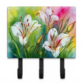 Utah Sego Lilies in Watercolor Leash or Key Holder Wall Hooks, Coat Rack Wall Mount, for Hanging Keys, Towels, Aprons, Leashes
