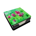 Vermont Red Clover in Watercolor PU Leather Note Paper Holder with Artist-Designed Cover, Desk Accessory, Office Gift