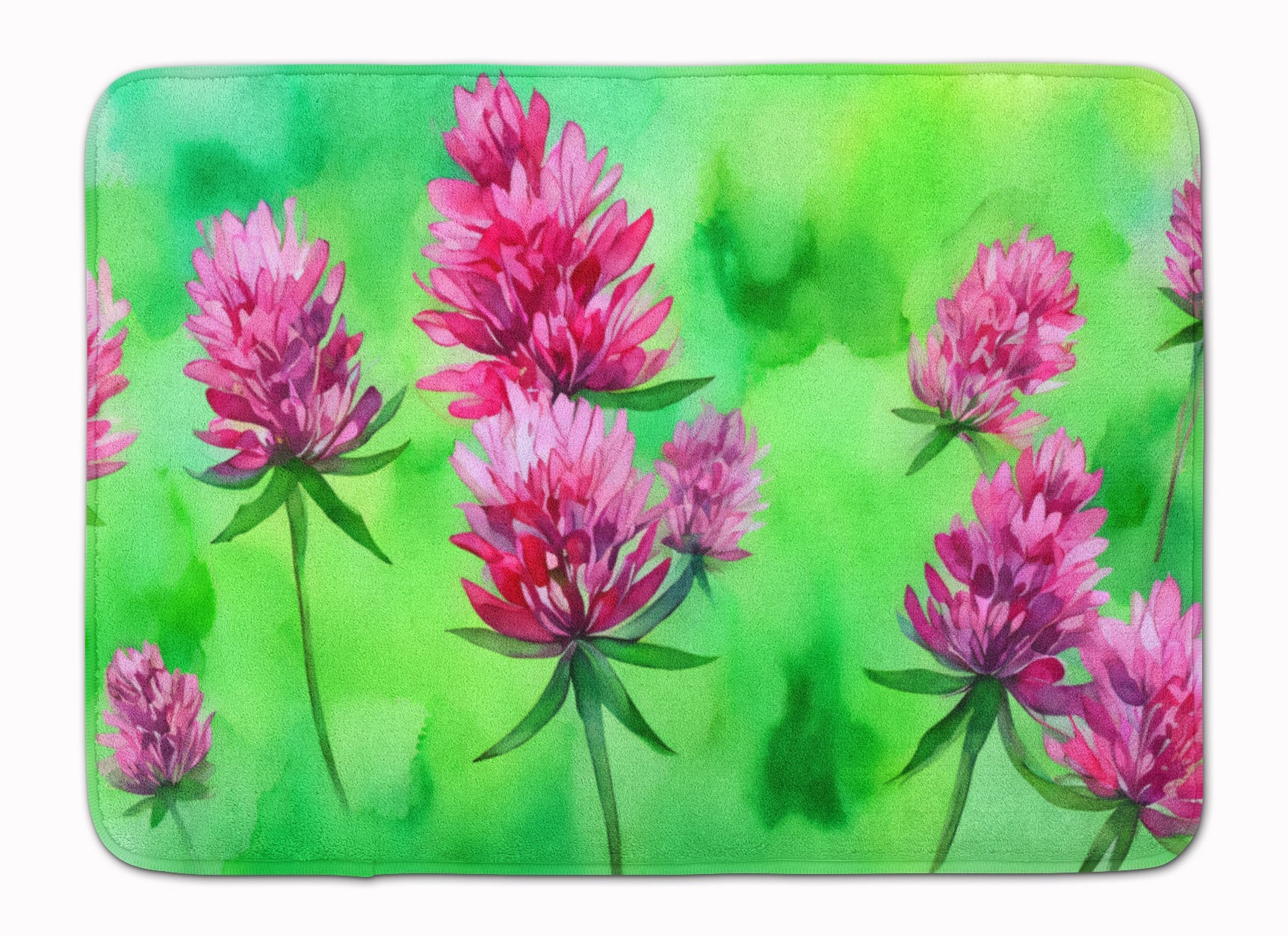 Vermont Red Clover in Watercolor Memory Foam Kitchen Mat Machine Washable Anti-Fatigue Cushion Comfort Bath or Kitchen Rug
