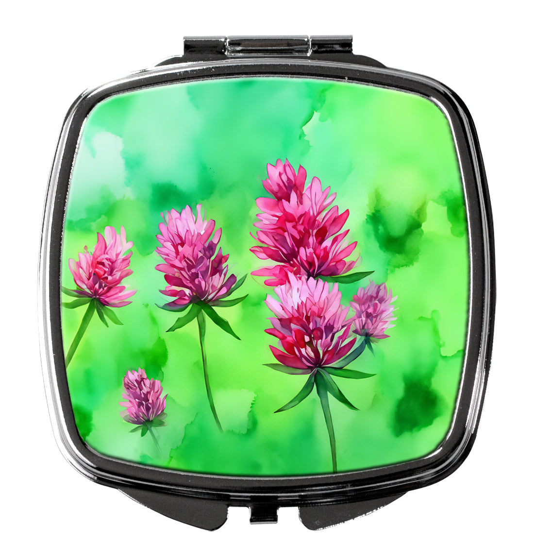 Vermont Red Clover in Watercolor Compact Mirror Decorative Travel Makeup Mirror for Women Girls Gifts Pocket Makeup Mirror Folding Handheld