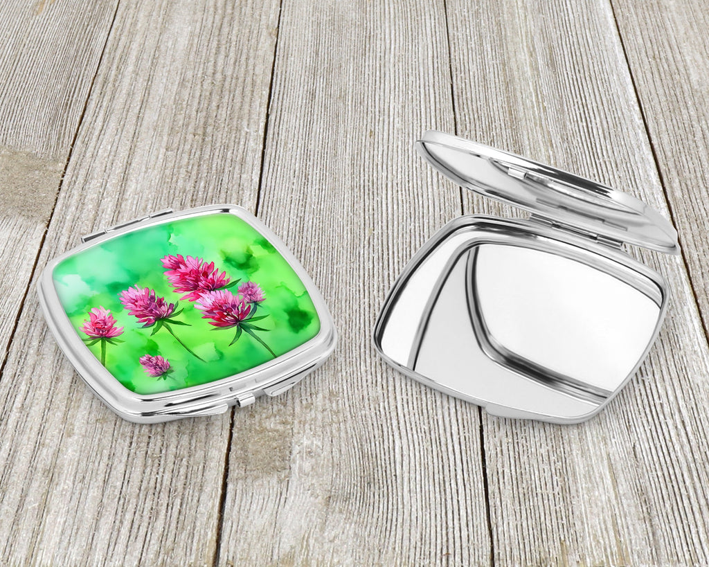 Vermont Red Clover in Watercolor Compact Mirror Decorative Travel Makeup Mirror for Women Girls Gifts Pocket Makeup Mirror Folding Handheld