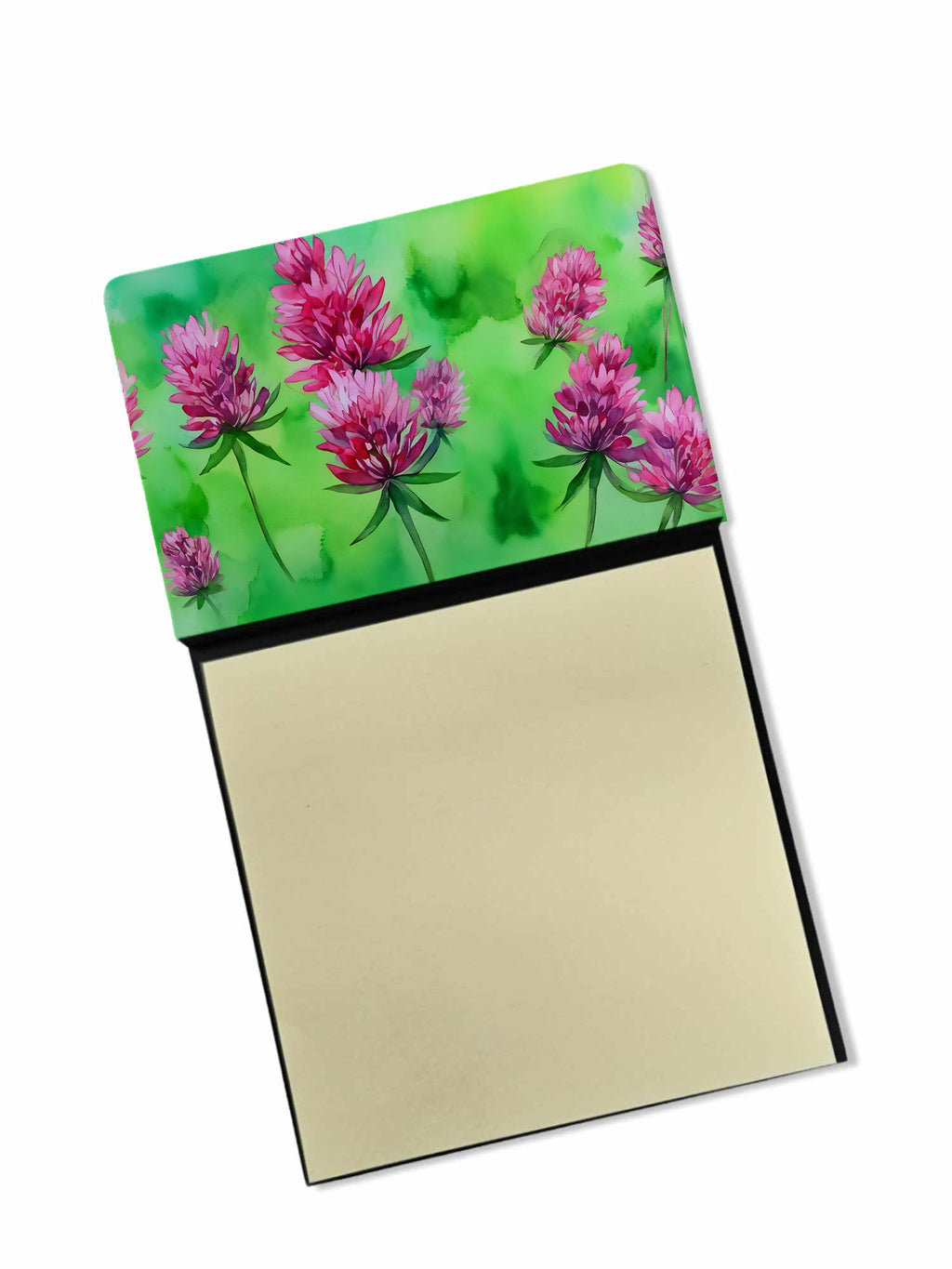 Vermont Red Clover in Watercolor Watercolor Sticky Note Holder Refillable Dispenser Desk Accessory 3x3 Pad Gift