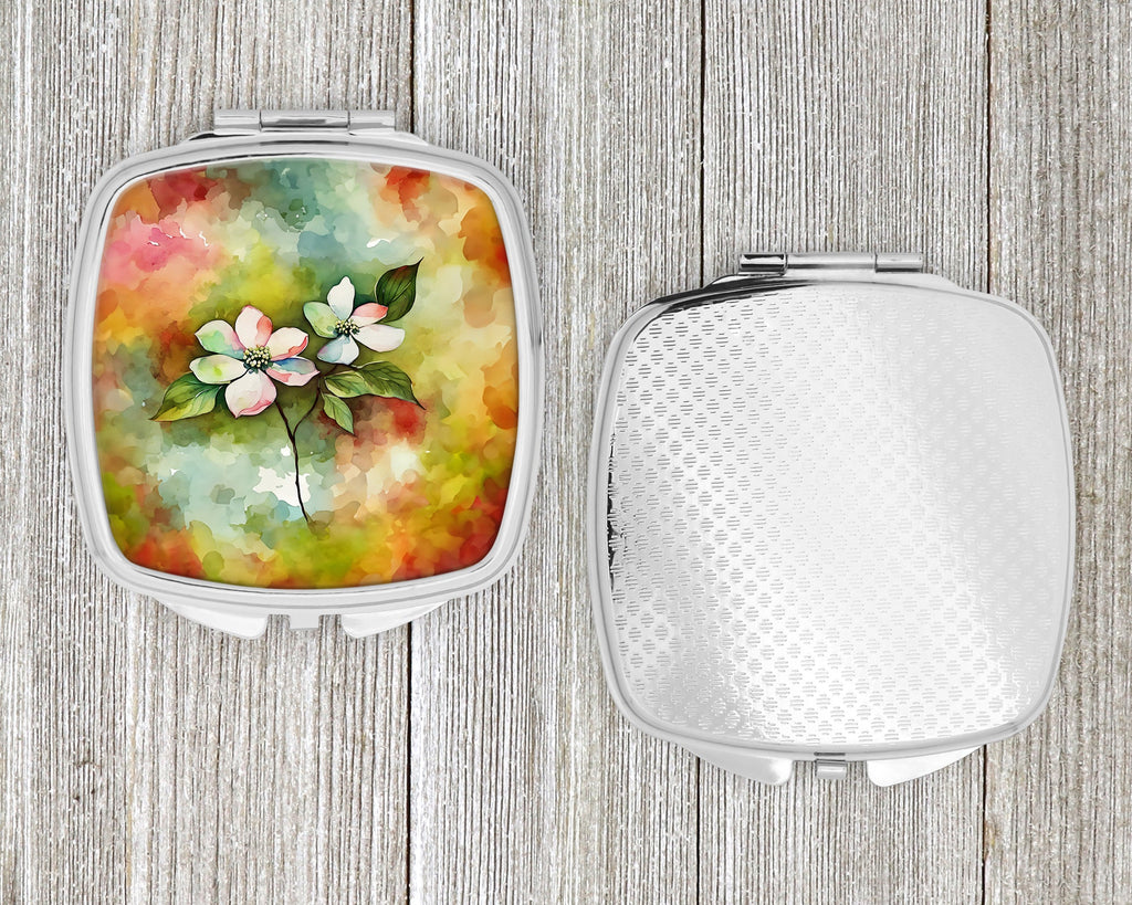 Virginia American Dogwood in Watercolor Compact Mirror Decorative Travel Makeup Mirror for Women Girls Gifts Pocket Makeup Mirror Folding Handheld