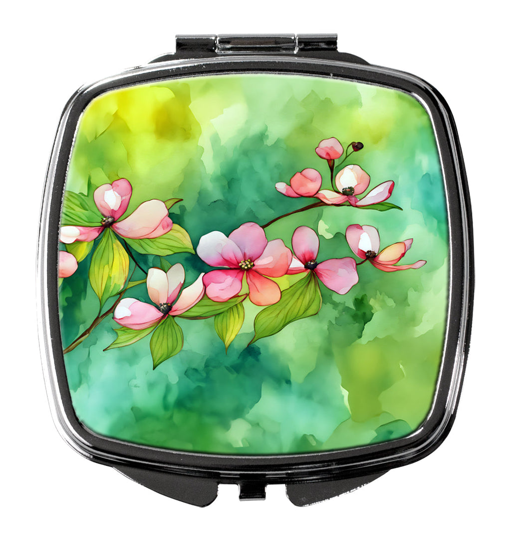 Virginia American Dogwood in Watercolor Compact Mirror Decorative Travel Makeup Mirror for Women Girls Gifts Pocket Makeup Mirror Folding Handheld
