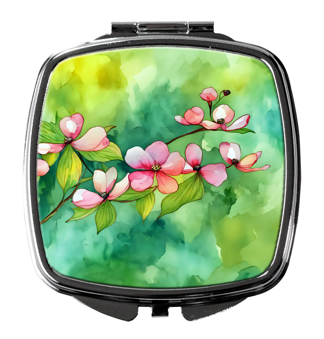 Virginia American Dogwood in Watercolor Compact Mirror Decorative Travel Makeup Mirror for Women Girls Gifts Pocket Makeup Mirror Folding Handheld
