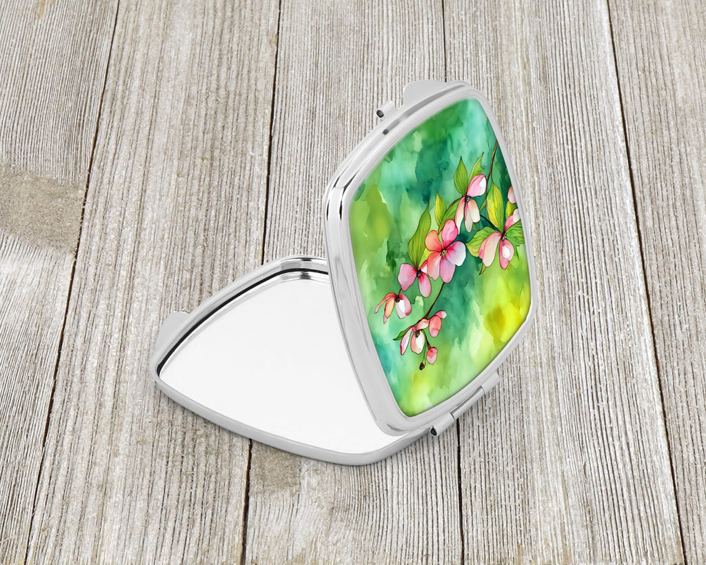 Virginia American Dogwood in Watercolor Compact Mirror Decorative Travel Makeup Mirror for Women Girls Gifts Pocket Makeup Mirror Folding Handheld
