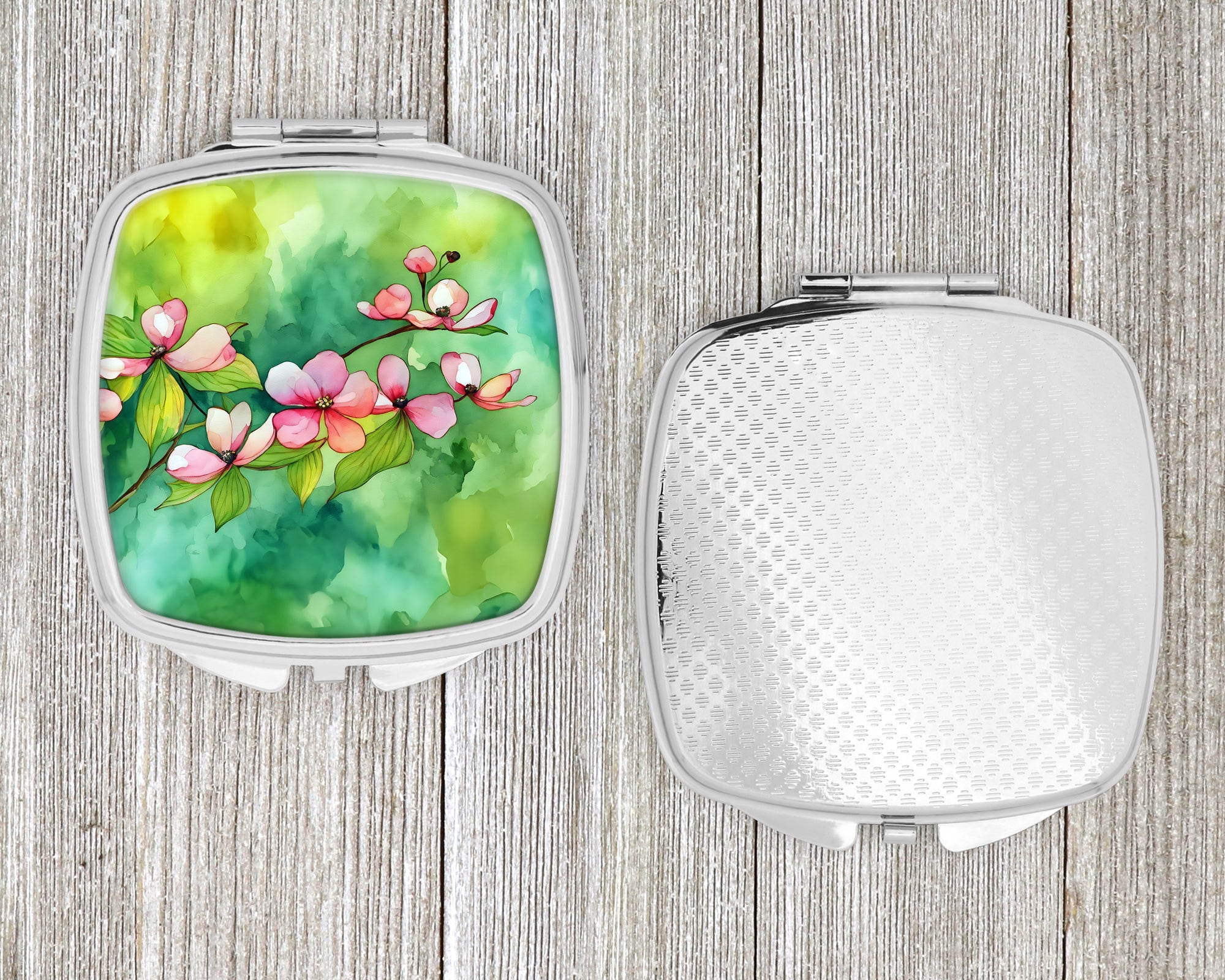 Virginia American Dogwood in Watercolor Compact Mirror Decorative Travel Makeup Mirror for Women Girls Gifts Pocket Makeup Mirror Folding Handheld