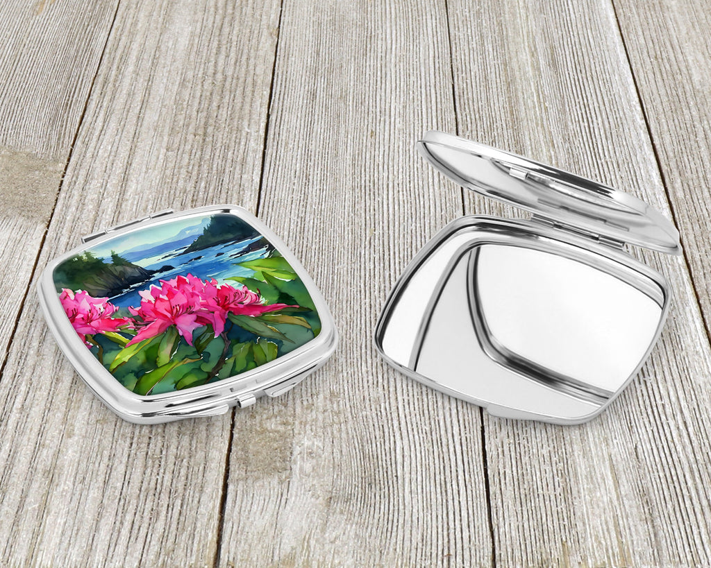 Washington Coast Rhododendrons in Watercolor Compact Mirror Decorative Travel Makeup Mirror for Women Girls Gifts Pocket Makeup Mirror Folding Handheld