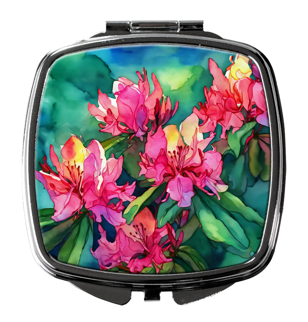 West Virginia Rhododendrons in Watercolor Compact Mirror Decorative Travel Makeup Mirror for Women Girls Gifts Pocket Makeup Mirror Folding Handheld