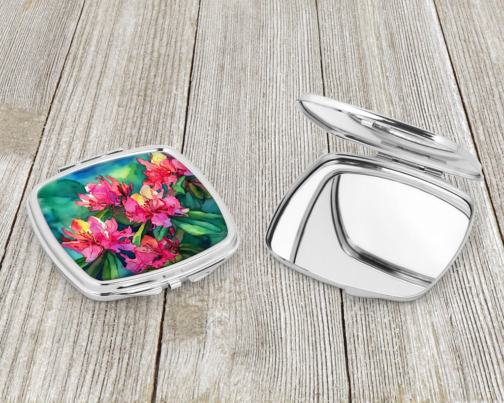 West Virginia Rhododendrons in Watercolor Compact Mirror Decorative Travel Makeup Mirror for Women Girls Gifts Pocket Makeup Mirror Folding Handheld