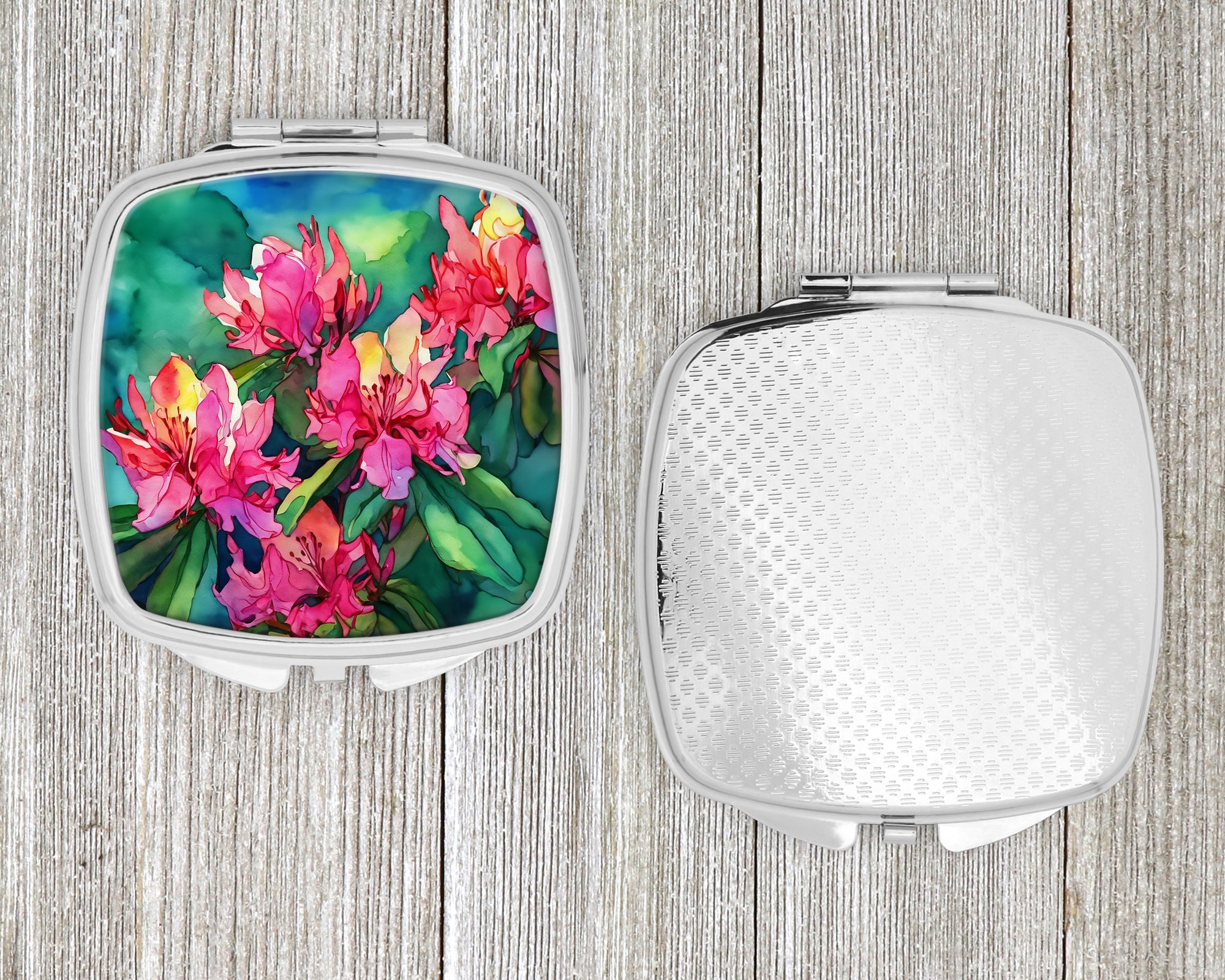 West Virginia Rhododendrons in Watercolor Compact Mirror Decorative Travel Makeup Mirror for Women Girls Gifts Pocket Makeup Mirror Folding Handheld