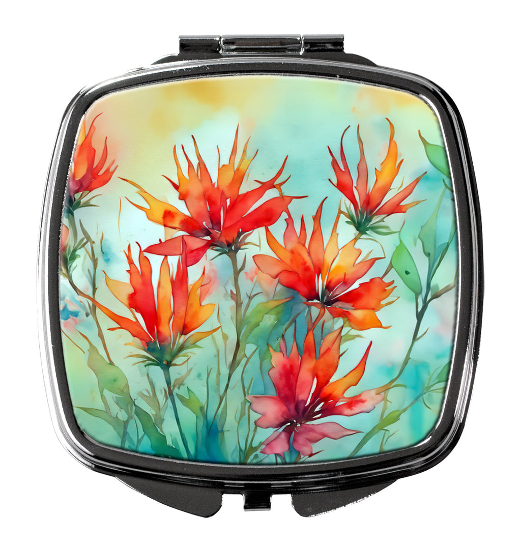Wyoming Indian Paintbrush in Watercolor Compact Mirror Decorative Travel Makeup Mirror for Women Girls Gifts Pocket Makeup Mirror Folding Handheld