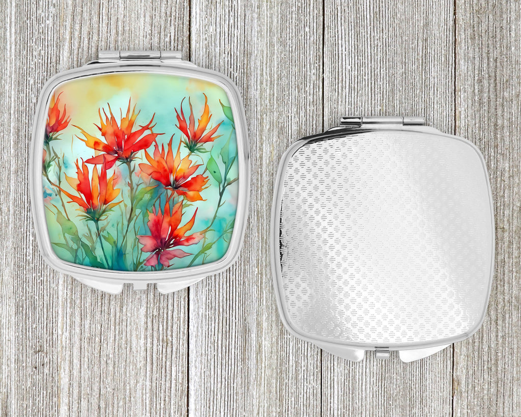 Wyoming Indian Paintbrush in Watercolor Compact Mirror Decorative Travel Makeup Mirror for Women Girls Gifts Pocket Makeup Mirror Folding Handheld