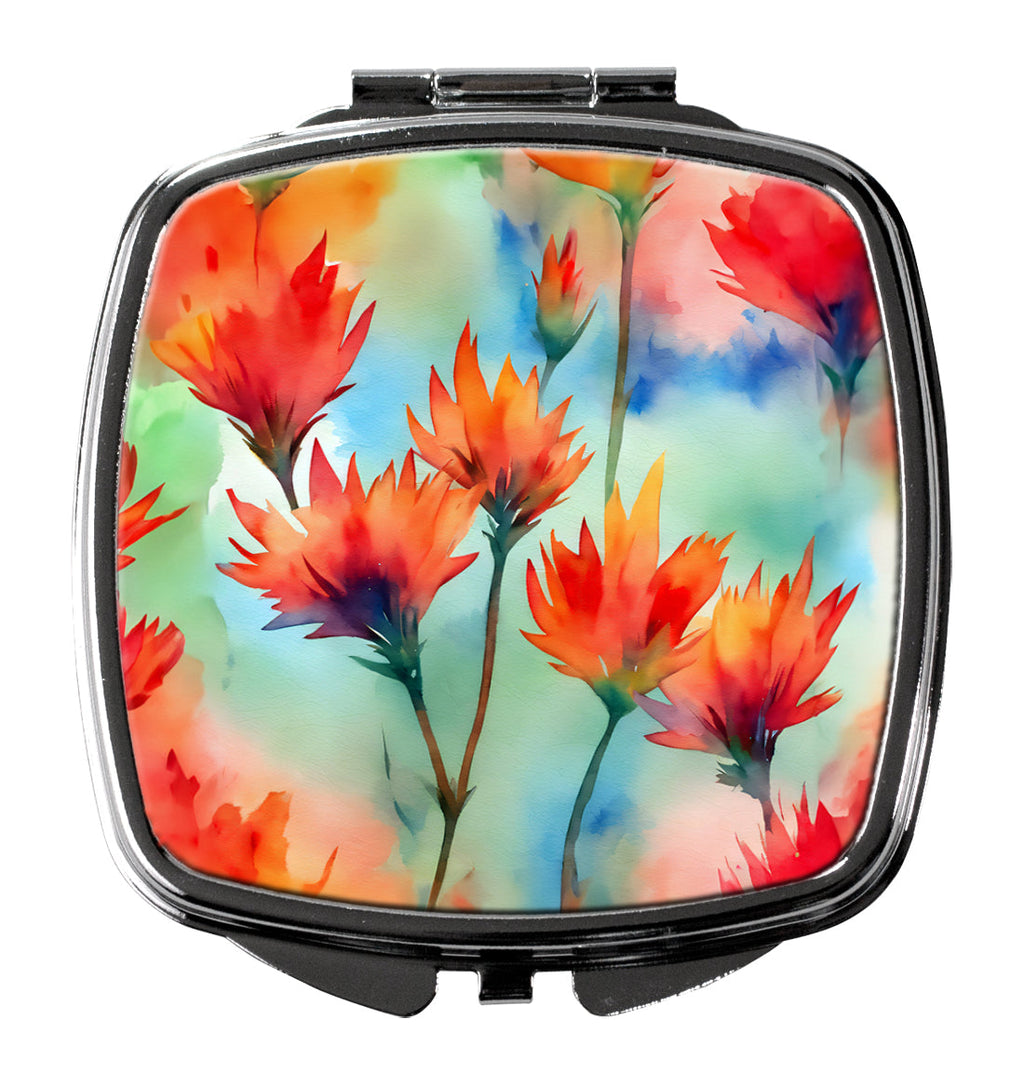 Wyoming Indian Paintbrush in Watercolor Compact Mirror Decorative Travel Makeup Mirror for Women Girls Gifts Pocket Makeup Mirror Folding Handheld