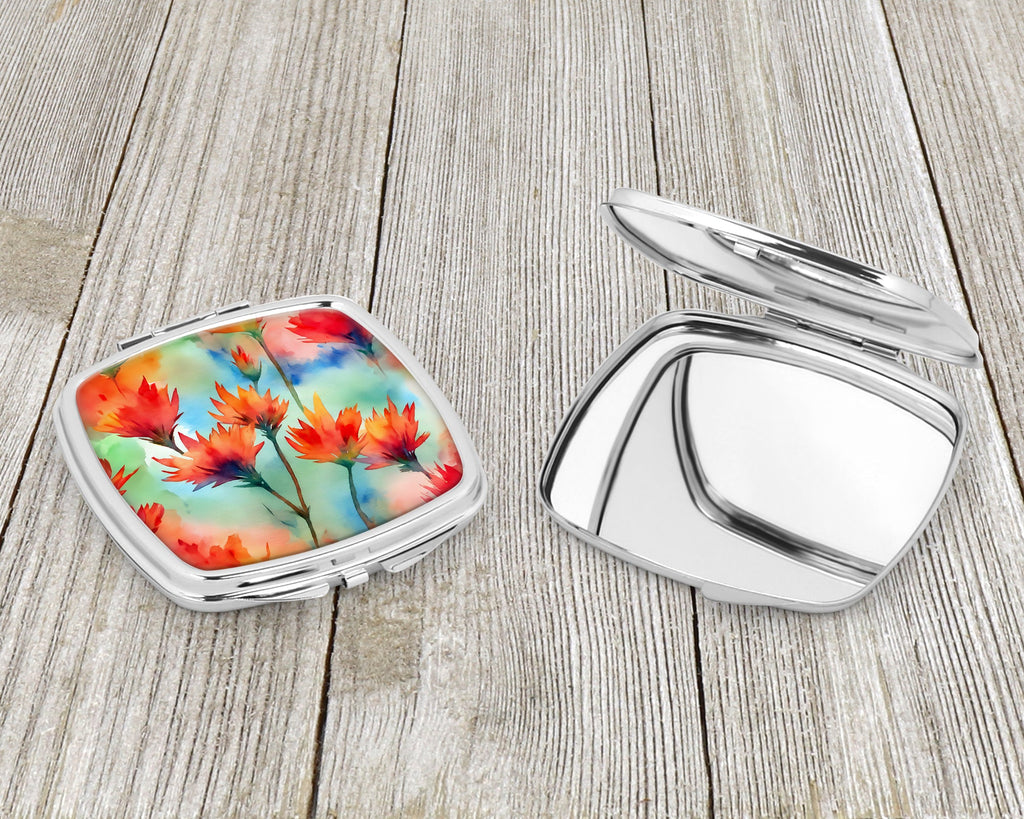 Wyoming Indian Paintbrush in Watercolor Compact Mirror Decorative Travel Makeup Mirror for Women Girls Gifts Pocket Makeup Mirror Folding Handheld