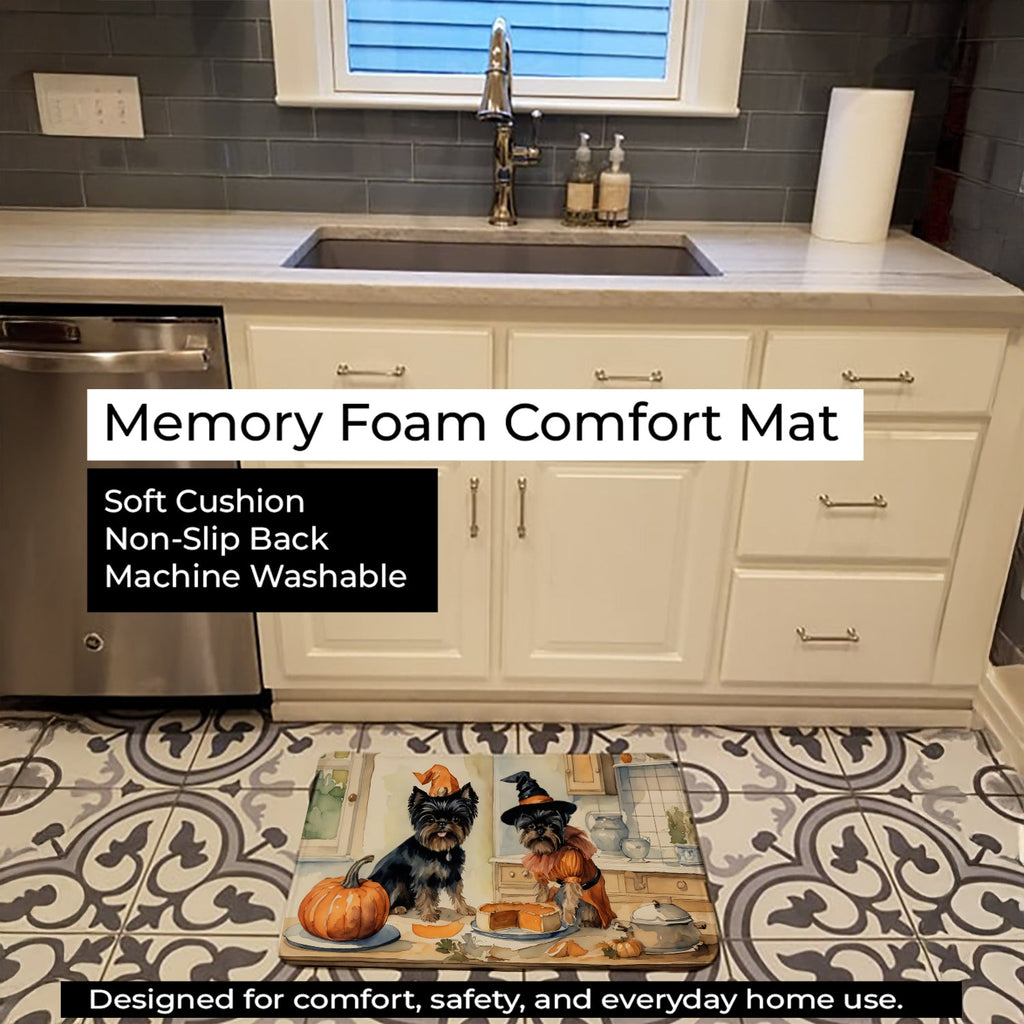 Affenpinscher Fall Kitchen Pumpkins Memory Foam Kitchen Mat Machine Washable Anti-Fatigue Cushion Comfort Bath or Kitchen Rug