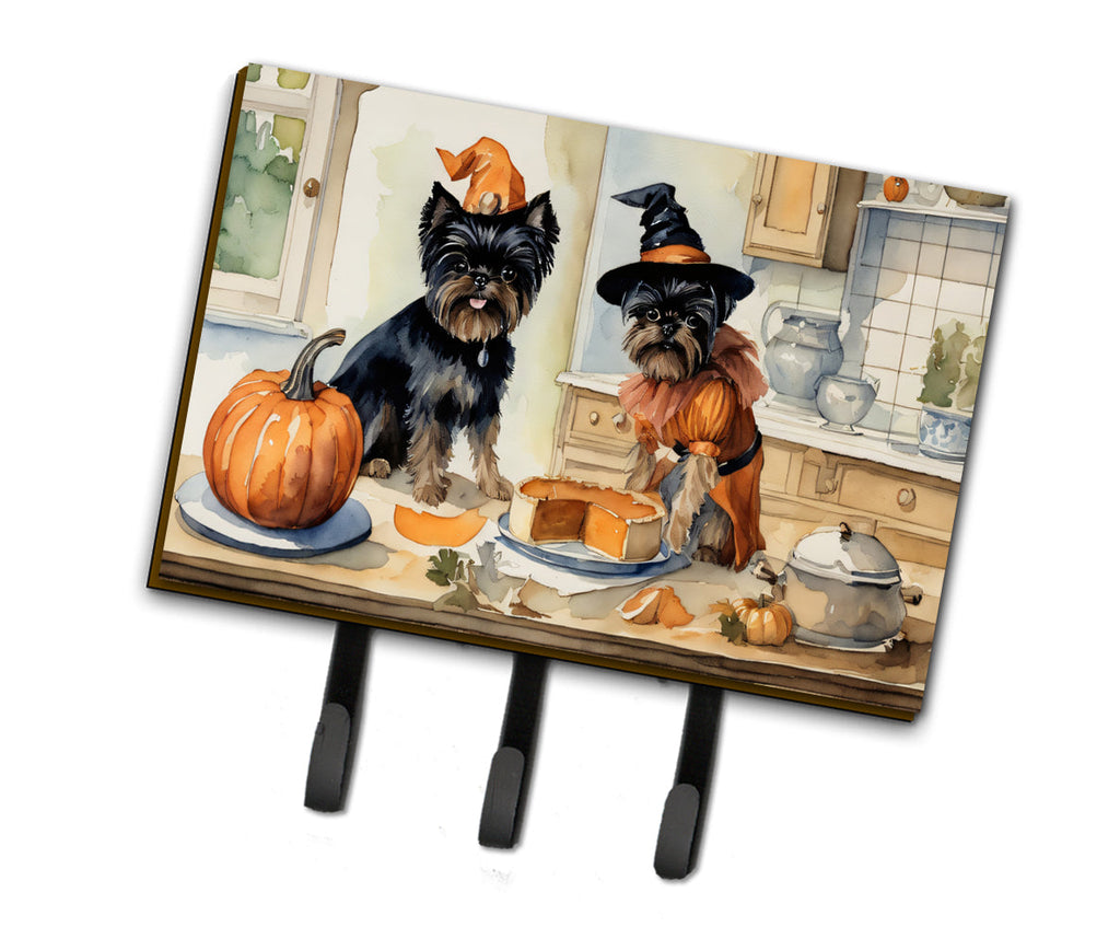 Affenpinscher Fall Kitchen Pumpkins Leash or Key Holder Wall Hooks, Coat Rack Wall Mount, for Hanging Keys, Towels, Aprons, Leashes