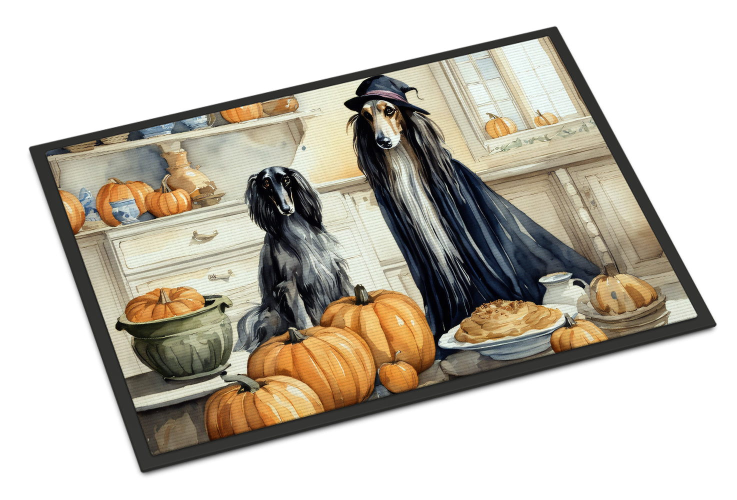 Afghan Hound Fall Kitchen Pumpkins Doormat Indoor Outdoor 18H X 27W Front Door Mat Rugs for Entryway, Non Slip Washable