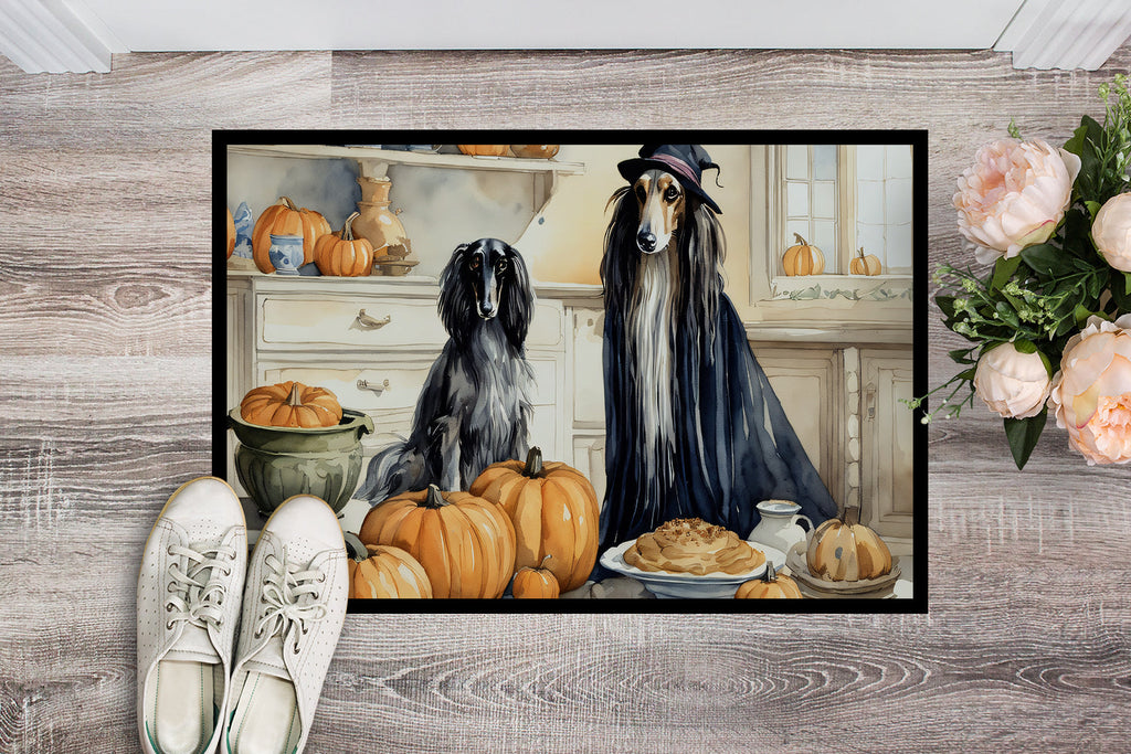 Afghan Hound Fall Kitchen Pumpkins Doormat Indoor Outdoor 18H X 27W Front Door Mat Rugs for Entryway, Non Slip Washable