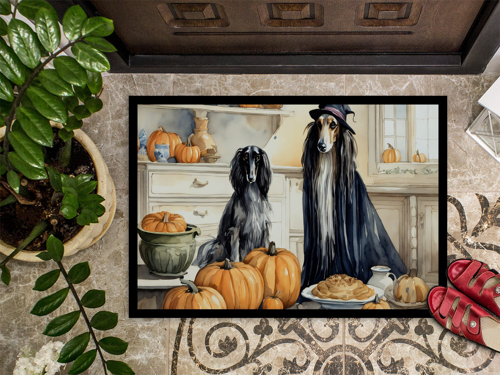 Afghan Hound Fall Kitchen Pumpkins Doormat Indoor Outdoor 18H X 27W Front Door Mat Rugs for Entryway, Non Slip Washable