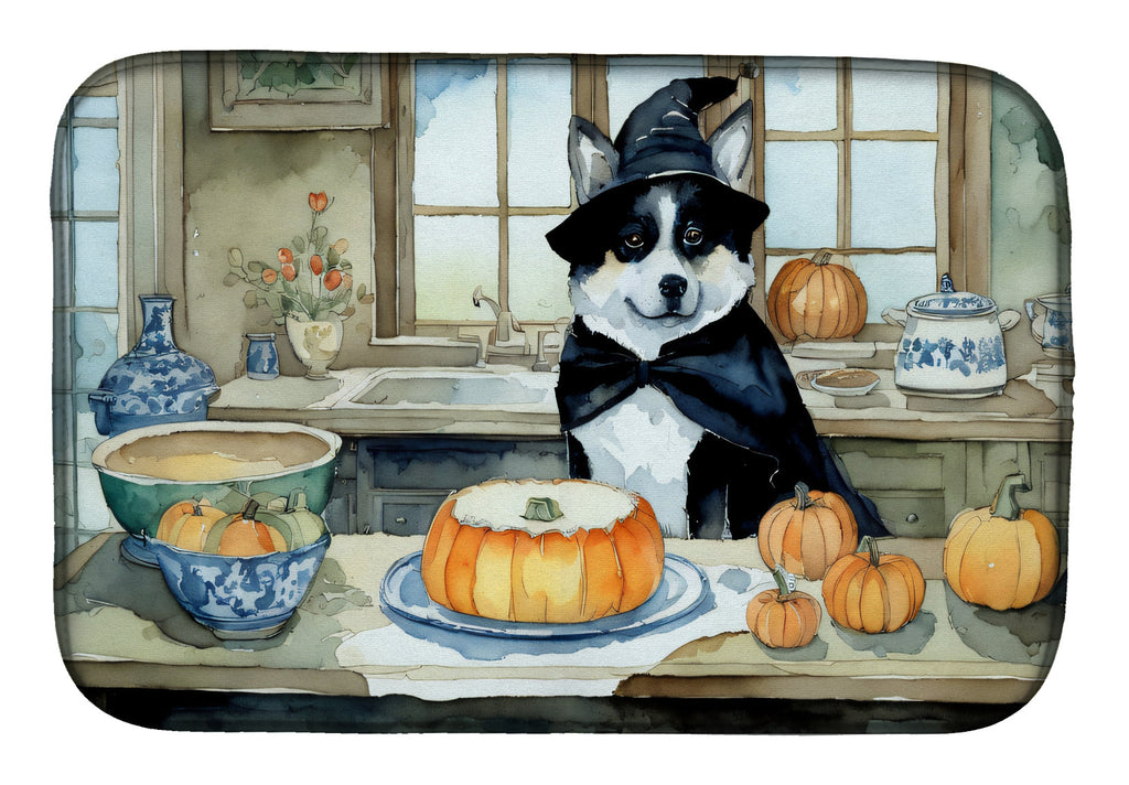 Akita Fall Kitchen Pumpkins Dish Drying Mat Absorbent Dish Drying Mat Pad for Kitchen Counter Dish Drainer Mat for Countertop, 14 x 21", Multicolor