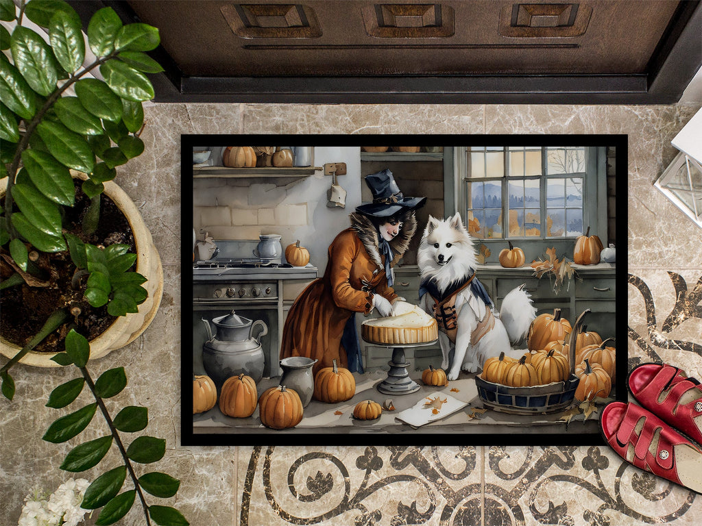 American Eskimo Fall Kitchen Pumpkins Doormat Indoor Outdoor 24H X 36W Front Door Mat Rugs for Entryway, Non Slip Washable Low Pile,