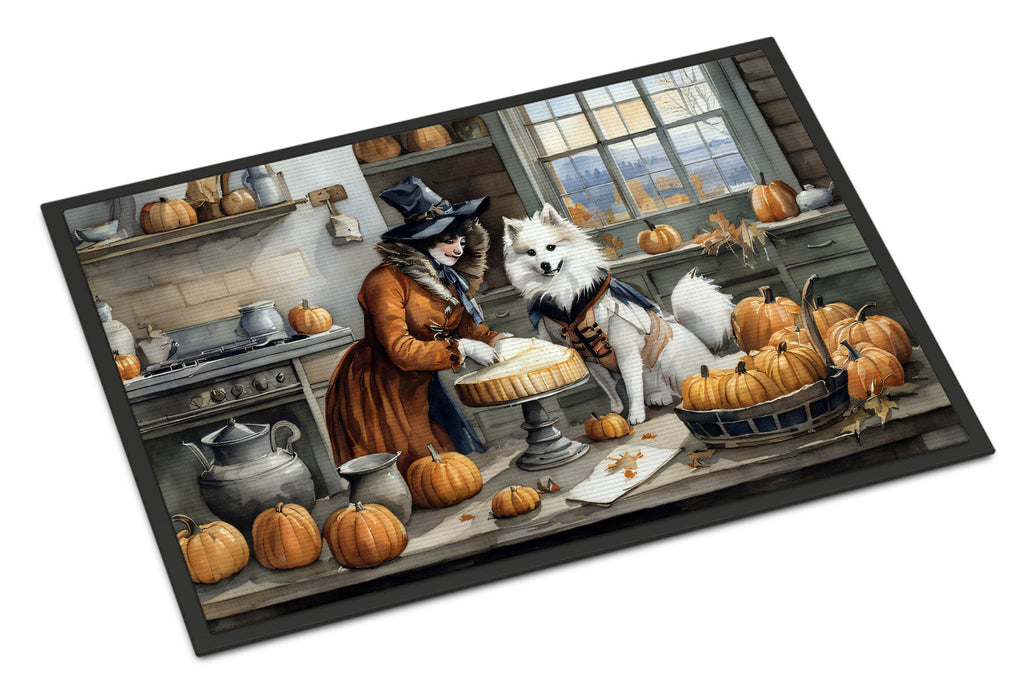American Eskimo Fall Kitchen Pumpkins Doormat Indoor Outdoor 18H X 27W Front Door Mat Rugs for Entryway, Non Slip Washable