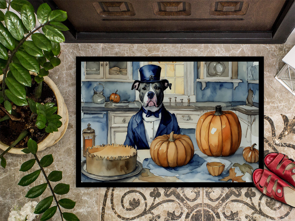 Pit Bull Terrier Fall Kitchen Pumpkins Doormat Indoor Outdoor 24H X 36W Front Door Mat Rugs for Entryway, Non Slip Washable Low Pile,
