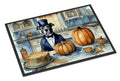Pit Bull Terrier Fall Kitchen Pumpkins Doormat Indoor Outdoor 18H X 27W Front Door Mat Rugs for Entryway, Non Slip Washable