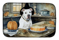 Pit Bull Terrier Fall Kitchen Pumpkins Dish Drying Mat Absorbent Dish Drying Mat Pad for Kitchen Counter Dish Drainer Mat for Countertop, 14 x 21", Multicolor