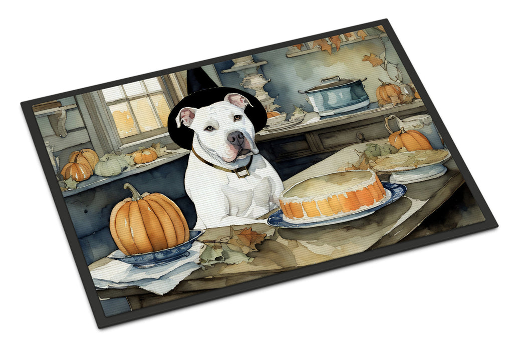Pit Bull Terrier Fall Kitchen Pumpkins Doormat Indoor Outdoor 18H X 27W Front Door Mat Rugs for Entryway, Non Slip Washable