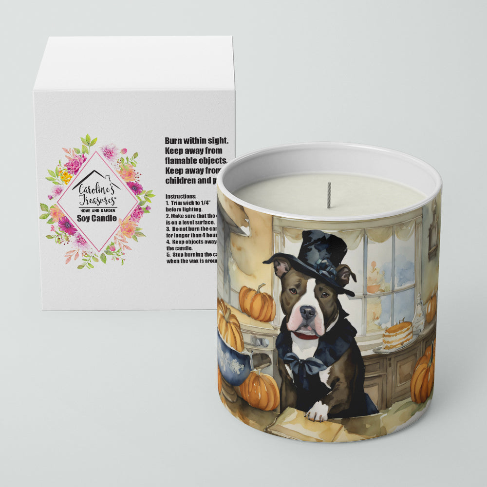 Pit Bull Terrier Fall Kitchen Pumpkins Decorative Soy Candle Nature Soy Wax Essential Oil Home Decor Ideal for Bedroom Kitchen Bath Office Gift, 10 oz
