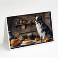Australian Shepherd Fall Kitchen Pumpkins Greeting Cards Pack of 8 Blank Cards with Envelopes Whimsical A7 Size 5x7