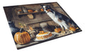Australian Shepherd Fall Kitchen Pumpkins Cutting Board Tempered Glass Kitchen Cutting Surface, Heat Resistant Chopping, Non-Slip Feet, Food Prep & Serving