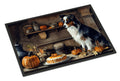 Australian Shepherd Fall Kitchen Pumpkins Doormat Indoor Outdoor 18H X 27W Front Door Mat Rugs for Entryway, Non Slip Washable