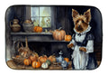 Australian Terrier Fall Kitchen Pumpkins Dish Drying Mat Absorbent Dish Drying Mat Pad for Kitchen Counter Dish Drainer Mat for Countertop, 14 x 21", Multicolor