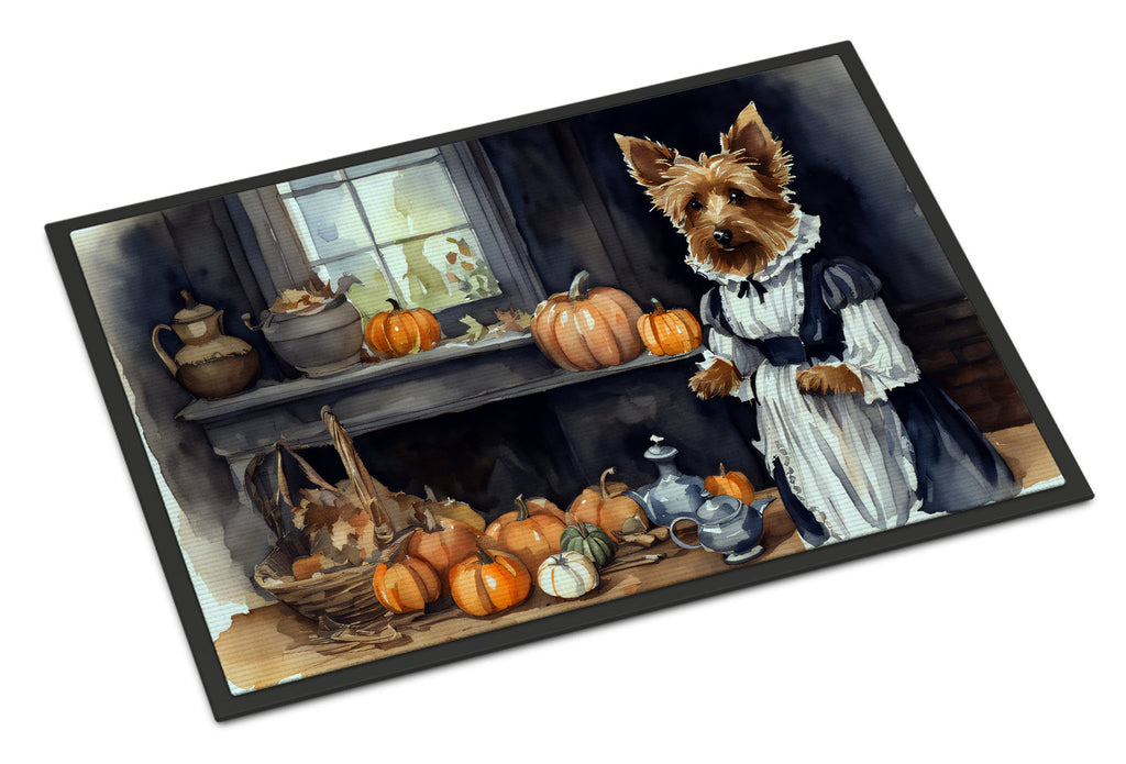 Australian Terrier Fall Kitchen Pumpkins Doormat Indoor Outdoor 18H X 27W Front Door Mat Rugs for Entryway, Non Slip Washable