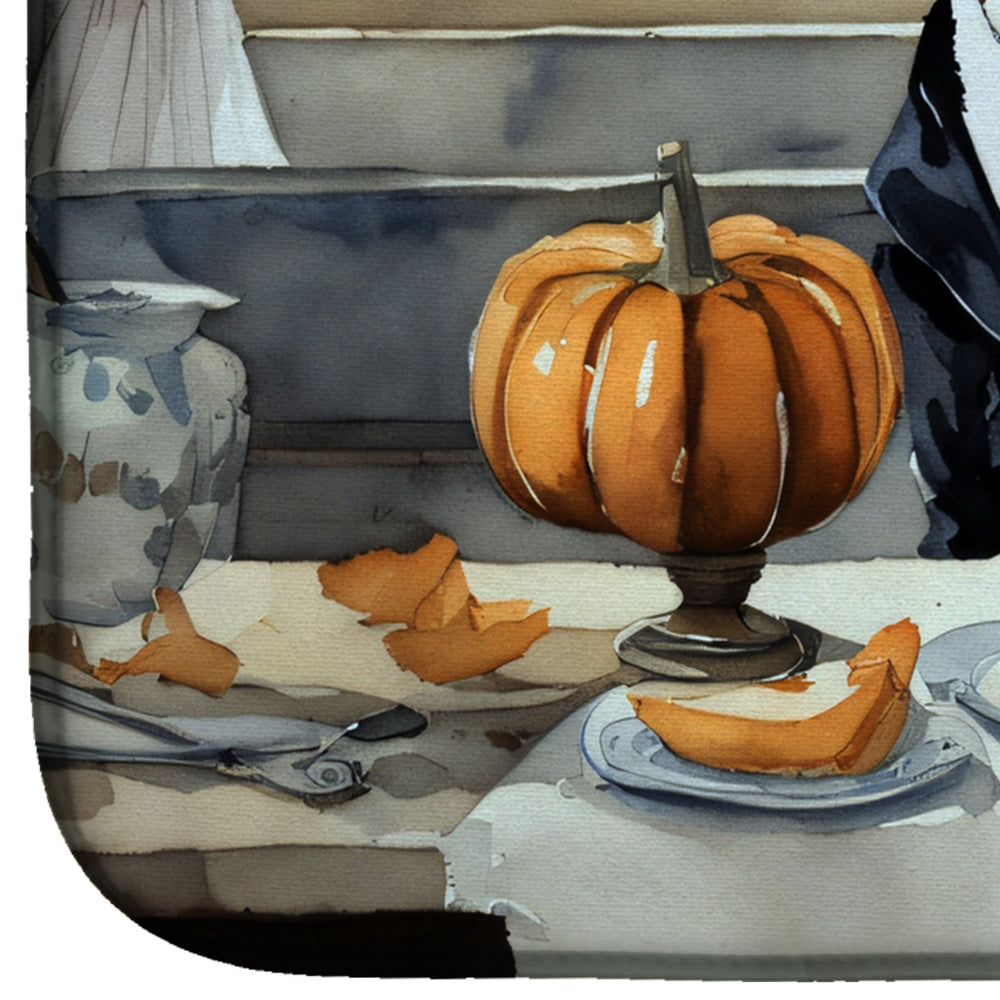 Basenji Fall Kitchen Pumpkins Dish Drying Mat Absorbent Dish Drying Mat Pad for Kitchen Counter Dish Drainer Mat for Countertop, 14 x 21", Multicolor