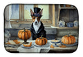 Basenji Fall Kitchen Pumpkins Dish Drying Mat Absorbent Dish Drying Mat Pad for Kitchen Counter Dish Drainer Mat for Countertop, 14 x 21", Multicolor